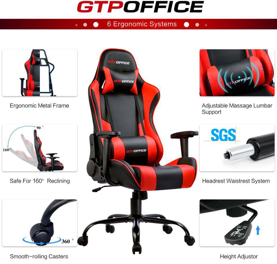 GTRACING Gaming Chair Massage Office Computer GTPOFFICE Series Racing